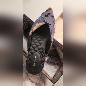 Birdies The Swan Cherry Blossom Gray Velvet Floral Pointed Slip On Mule Sz 7.5